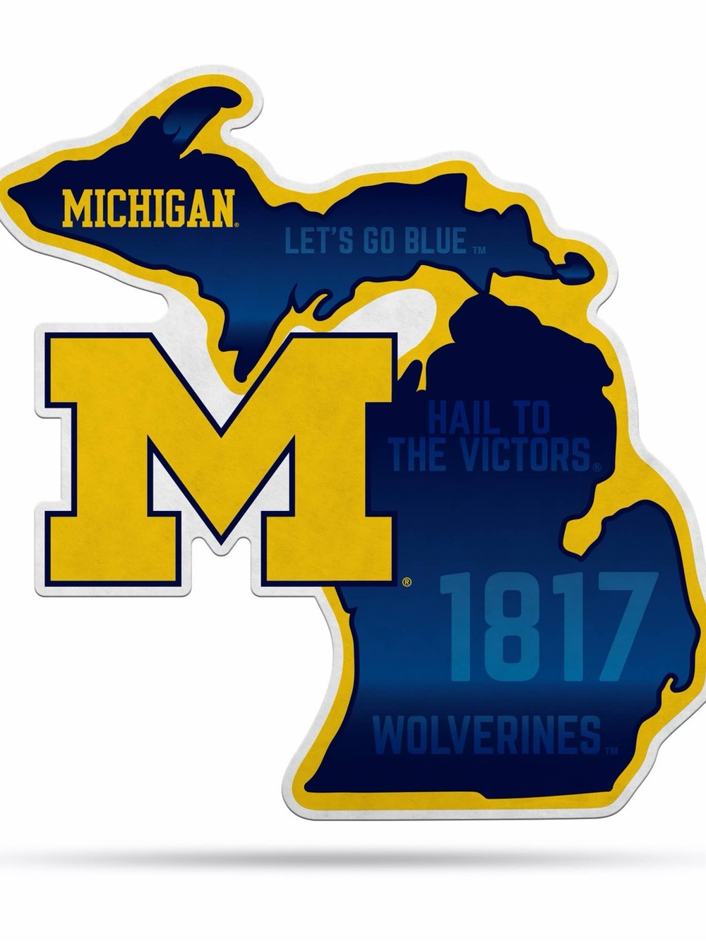 MICHIGAN Yellow & Blue Michigan State Outline Wall Pennant